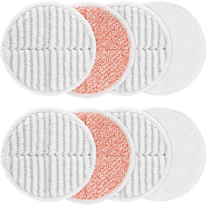 8 Pack Mop Pads Replacement Compatible with Bissell Spinwave 2124, 2039A, 2307, 23157, 23159, 20393, 20399 Hard Floor Spin Mop, 2 Soft Pads, 4 Scrubby Pads, 2 Heavy Scrub Pads