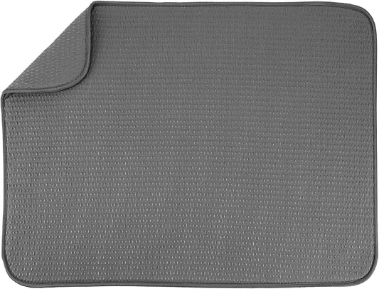 S&T INC. Dish Drying Mat, 18" x 24", XL, Diamond Texture, Charcoal Grey | Absorbent Microfiber, Extra Large Kitchen Counter Mat for Dishes, Utensils, Pots and Pans, Machine Washable