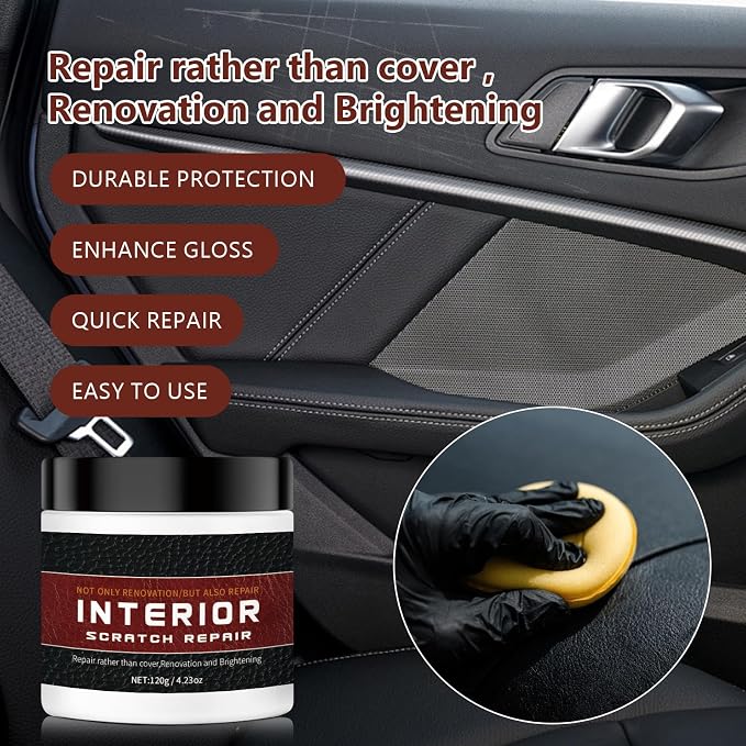 Car Scratch Repair Kit - 2026 Upgraded，Interior Scratch Remover for Car Dashboards, Plastics, and Leather, Long-Lasting Protection and Gloss Enhancement - 4.23 oz