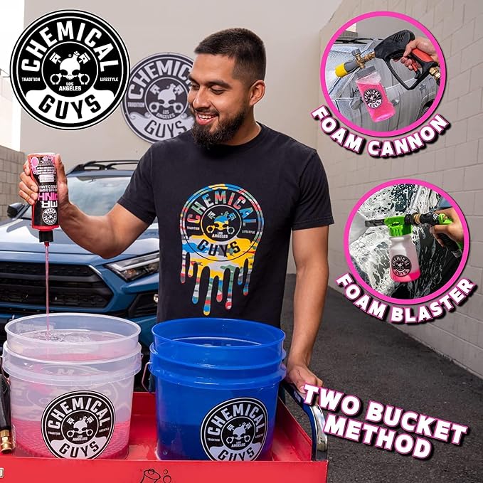 Chemical Guys, Mr. Pink pH-Balanced Car Wash Soap for Foam Cannons, 16 oz | Thick foaming suds lift dirt and grime in foam cannons, blasters or buckets, gentle on wax, sealant and ceramic