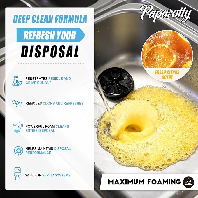 Garbage Disposal Cleaner Tablets, Deep Clean & Deodorizer Pods for Kitchen Sink Disposal, Help Remove Odor, Grease & Food Residue, Easy Monthly Maintenance