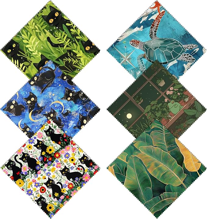 6 PCS Glasses Cleaning Cloth Eyeglass Lens Cleaning Cloth Eyeglasses Wipes Microfiber Reusable Soft for Phone Screens Camera Unisex Women Girls Cute Aesthetic (6.3"x6.3")-Black Cat