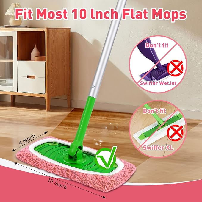 8Pcs Pink Reusable Mop Pads,Microfiber Mop Pads Compatible with Swiffer Sweeper, Dry Sweeping Cloths & Washable Wet Pads Refill for Floor