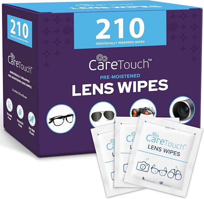 210 Count Lens Wipes for Eyeglasses, Eyeglass Cleaning Wipes Pre-moistened Individually Wrapped Scratch-Free Streak-Free Eye Glasses Cleaner Wipes for Sunglasses, Camera Lens, Screens