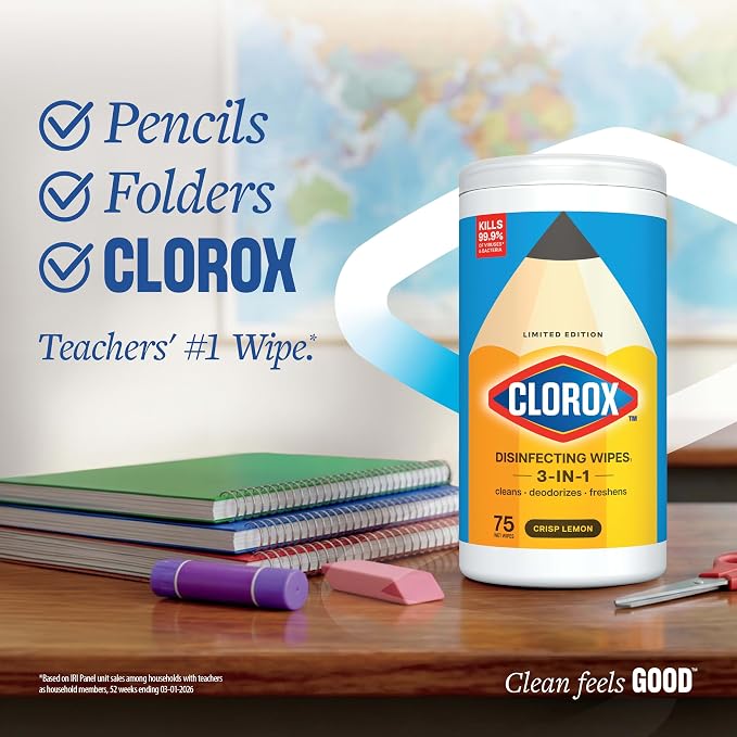Clorox Disinfecting Wipes Back to School Variety Pack, 75 Count Each, Pack of 4 (Package May Vary)