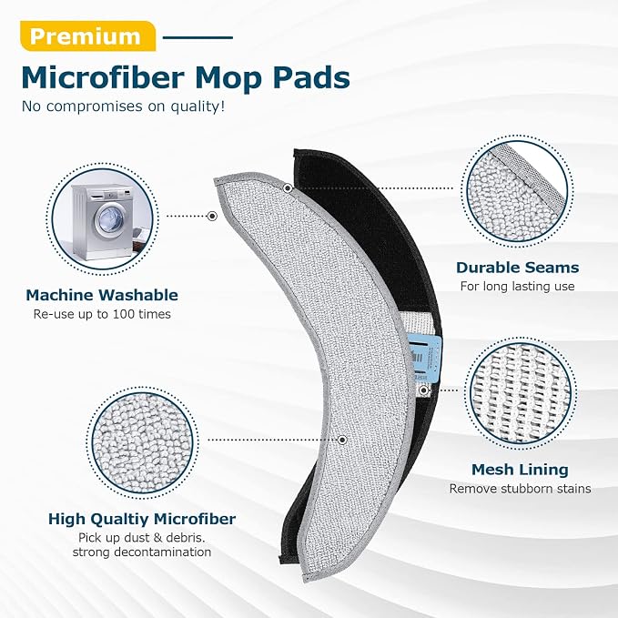 4 Pack Replacement Mop Pads for i-Robot Roomba Combo j7+/ j9+ Accessories | Microfiber Washable Mopping Pad for iRobot Roomba Combo j7+/ j9+ Robot Vacuum and Mop (Not fits for Roomba j7/ j7+/ j9+)