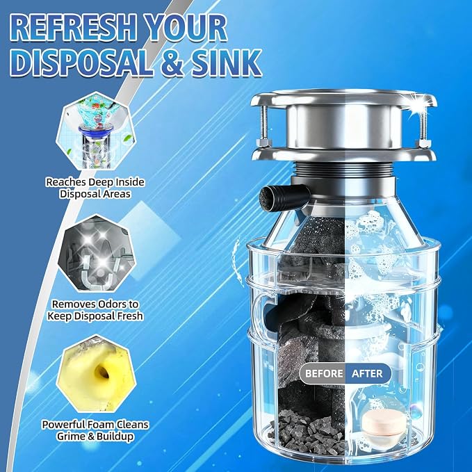 Garbage Disposal Cleaner and Deodorizer 50 Packs, Powerful Garbage Disposal Cleaner Tablets, 1 Year Supply For Kitchen Sink, Drain Clean, Home Cleaning Essentials (50packs)