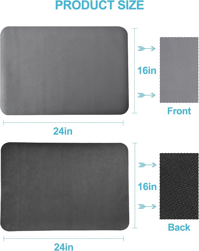 Dish Drying Mat for Kitchen Counter, 16"x24" Dish Drying Pad with Non-slip Rubber Backed, Hide Stain Anti Absorbent for Kitchen Counter, Drying Mat for Coffee Machine Dish Rack (Grey)