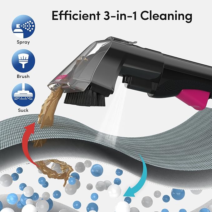 WECLEAN C5 Portable Carpet Cleaner Upholstery Deep Cleaner, Deep Cleaning for Carpet,Car Couch, with Deep Cleaning Solution,Blackpink