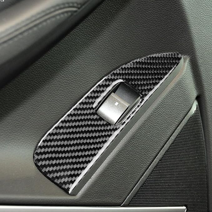 Car Window Lift Switch Panel Trim Real Carbon Fiber Compatible with Cadillac CTS 2008 2009 2010 2011 2012 2013 Interior Stickers Accessories