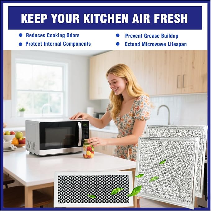 3 Pcs Microwave Charcoal and Grease Filter Mesh Set Fit for Samsung ME19R7041FS, ME19R7041FS/AA, ME19R7041FT, ME19R7041FT/AA, ME19R7041FB, ME19R7041FB/AA