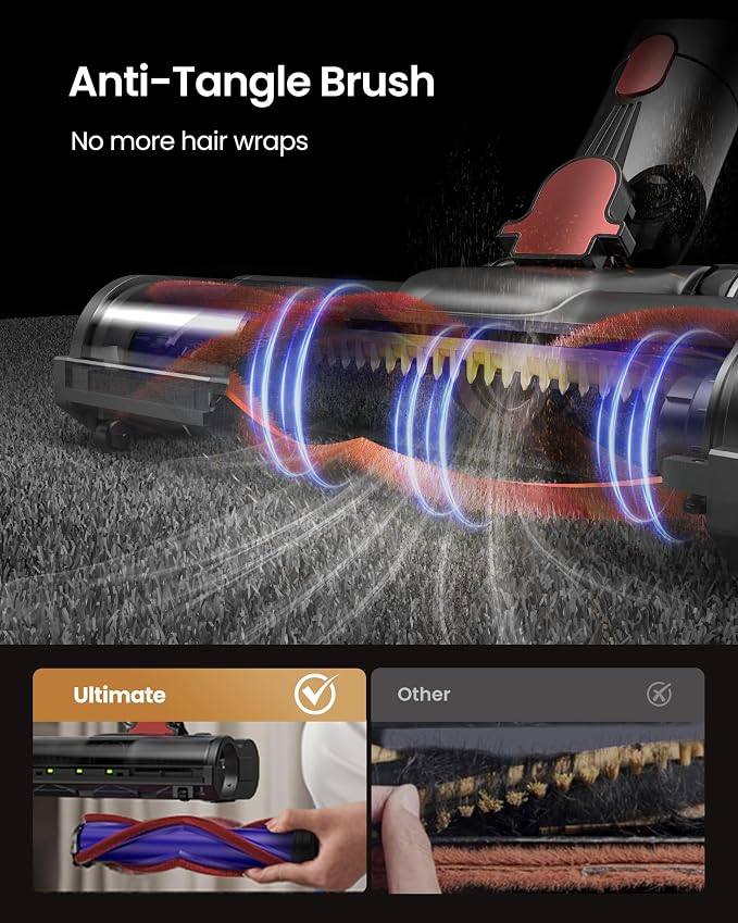 Cordless Vacuum Cleaner, 650W/55Kpa Vacuum Cleaners for Home, 70Mins Stick Vacuum with Self-Standing,Anti-Tangle,Wall Mount Charging,Lightweight Wireless Vacuum for Hardwood Floors Carpet Pet Hair Car