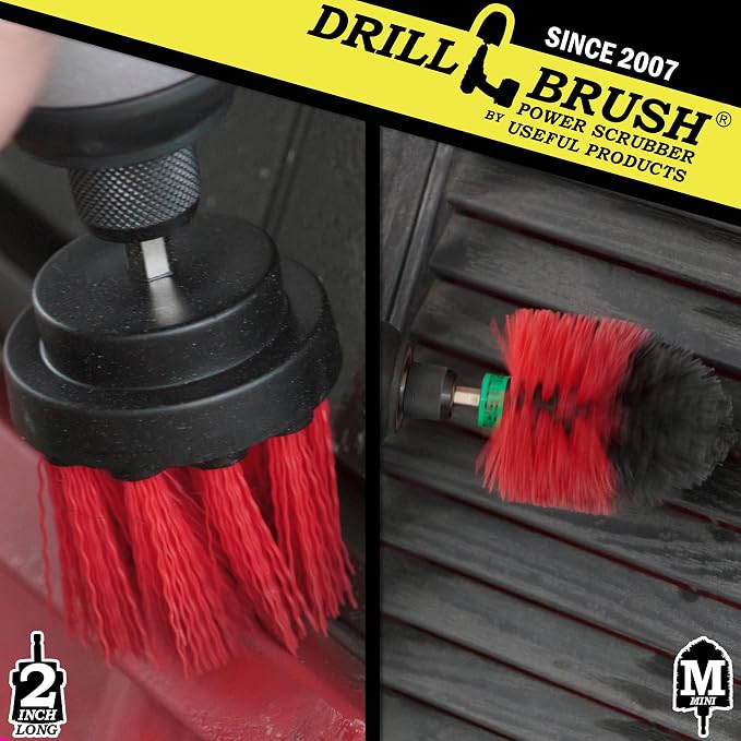 2 Piece Outdoor Cleaning Scrub Brushes - Deck and Patio Scrubbing Tools | Siding Cleaning Brush Set - Brick and Stone Scrubbing Tools Set - Fireplace Cleaning Brushes - Gutter Cleaning Tools for Home