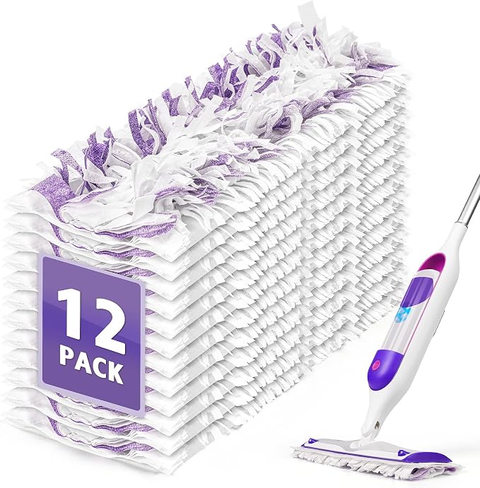 AIR U+ 12 Pack Disposable Power Mop Pads Refills for Swiffer Power Mop | Unscented 14-Layer Thickened, Wet and Dry Use, Multi-Surface Replacement Mopping Refills Pads for Floor Surface Cleaning