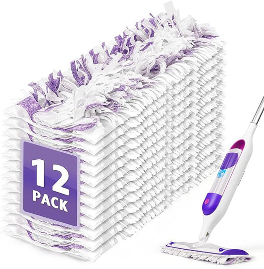 AIR U+ 12 Pack Disposable Power Mop Pads Refills for Swiffer Power Mop | Unscented 14-Layer Thickened, Wet and Dry Use, Multi-Surface Replacement Mopping Refills Pads for Floor Surface Cleaning