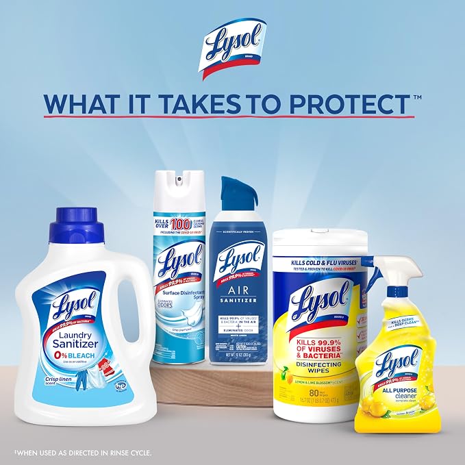 Lysol Laundry Sanitizer Additive, Bacteria-Causing Laundry Odor Eliminator, Detergent Additive, Crisp Linen, 90oz