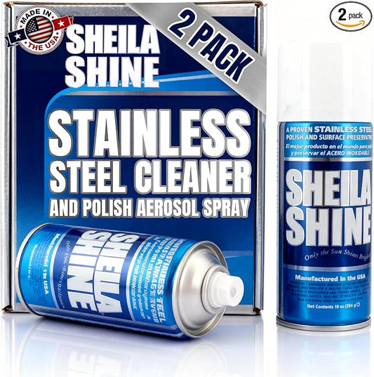 Sheila Shine 2 x 10oz Stainless Steel Cleaner and Polish - Removes Grease, Fingerprint & Watermark - Kitchen Appliances, Refrigerators, Sinks, Ovens & Grills - Stainless Steel Appliance Cleaner Spray