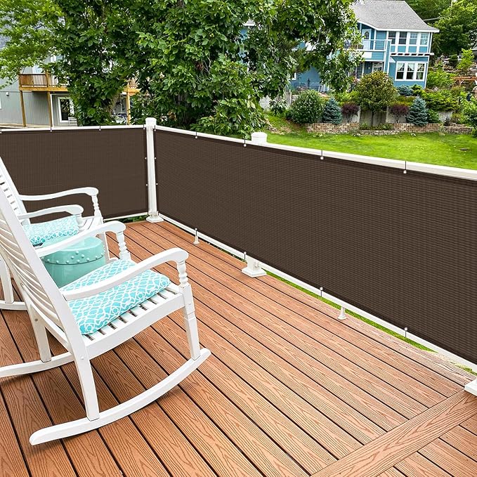 LOVE STORY 3.3' x 19.7' Balcony Privacy Screen Cover for Apartment, Brown | HDPE Fabric, 95% UV Block, Fence Cover for Patio Deck, Railing Screen for Porch, Privacy Protective, Custom Size Available