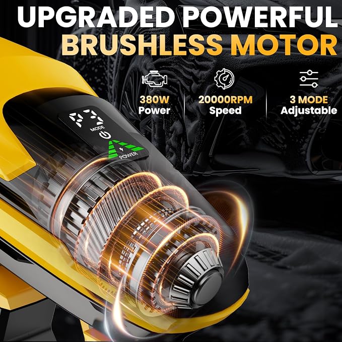 Cordless Portable Washer for Dewalt 20V Battery, 800 PSI Portable Handheld Washer with Brushless Motor, 6-in-1 Nozzle, 3 Level Adjustable for Car Yard Fence Wall Clean (Battery Not Included)