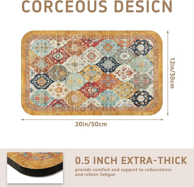 Dish Drying Mat, Vintage Rustic Boho Kitchen Dishes Absorbent Pad, 12x20in | Eco-friendly diatomite with non-slip rubber backing. Super absorbent mat for kitchen counters, coffee bars & sinks