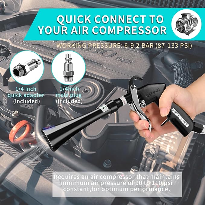 GOCCIDA Tornado Dry Cleaning Gun Detailing Interior Dryer Air Blow Gun | High Pressure Blower Gun,Car Detailing Kit Interior Cleaner,Car Detailing Tools for Car Quickly Blasts Dirt Works with Air