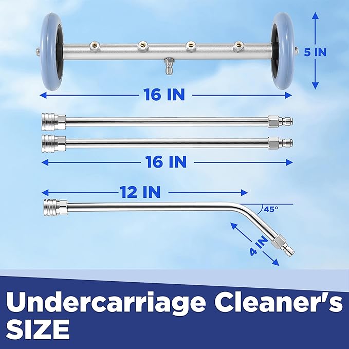 RIDGE WASHER Pressure Washer Undercarriage Cleaner, with Foam Cannon | 16 Inch Undercarriage Washer, Under Car Cleaner with Straight Extension Wand, 4000 PSI