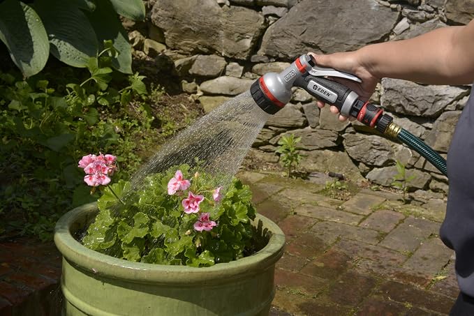 Eden PRO 94830 Metal Rear Trigger 6-Pattern Turbo Nozzle | Heavy-Duty Hose Sprayer for Garden, Lawn, Plants, Outdoor Cleaning, Durable Aluminum Core, Quick Connect Set Bundle