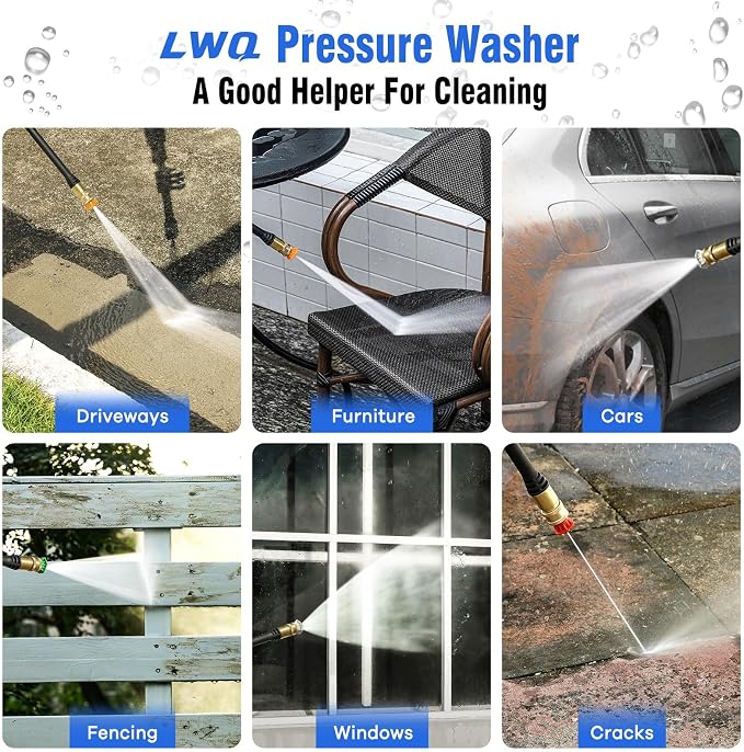 Pressure Washer, Power Washer with 4 Quick Connect Nozzles 1 Foam Cannon, High Pressure Cleaning Machine for Cars/Fences/Driveways/Patios/Farms/Home Cleaning(Light Blue)