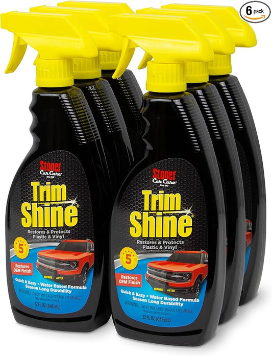 Stoner Car Care 92034-6PK Trim Shine – Black Trim and Plastic Restorer for Cars – Vinyl and Plastic Trim Protectant Coating for Interior and Exterior Use – Water-Based Formula – 22 fl oz (Pack of 6)