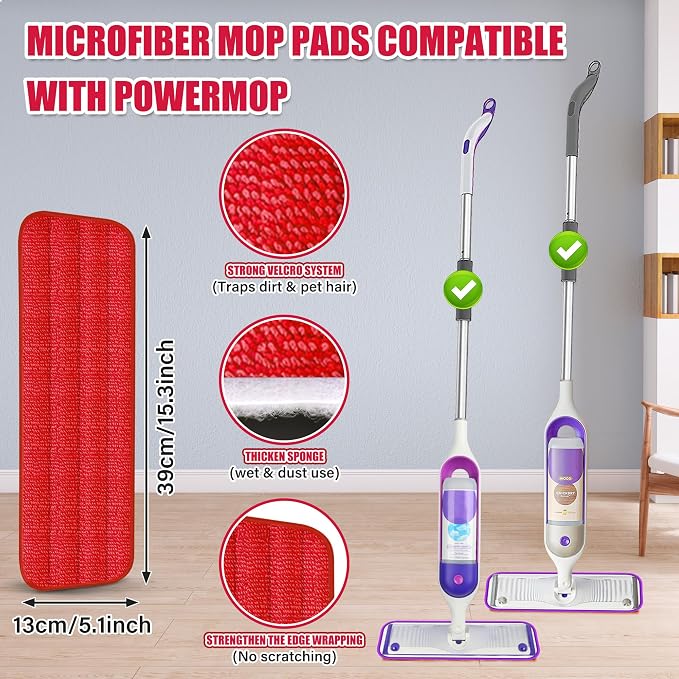 Spray Mops for Hardwood Floor Cleaning: Microfiber Wet Mop Multi-Purpose | 3 Washable Pads for Swiffer PowerMop, Dry Dust Mop Multi-purpose, Floor Mops with Sprayer for Wood Laminate Ceramic Tiles