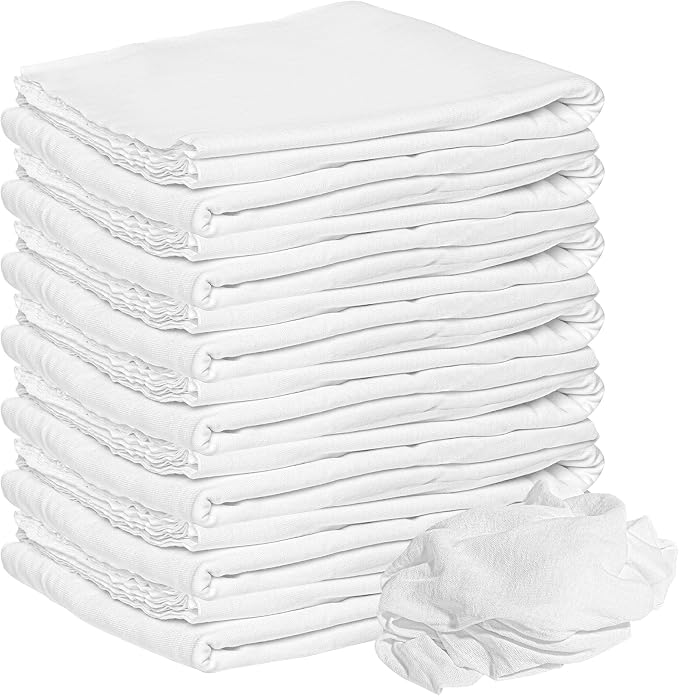 Nabob Wipers New Lint Free Cloth (225 Pack) - 100% Cotton Cleaning Rags Exact Cut - Premium White Rags for Cleaning House - White Rags for Dusting, Staining, Polishing, Painting 18"x18"