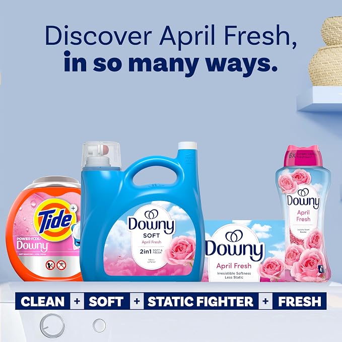 Downy Liquid Fabric Softener,April Fresh 2-in-1 Fresh & Soft,140 Fl Oz,190 Loads,Fabric Conditioner For Freshness And Softness,(Pack of 2)