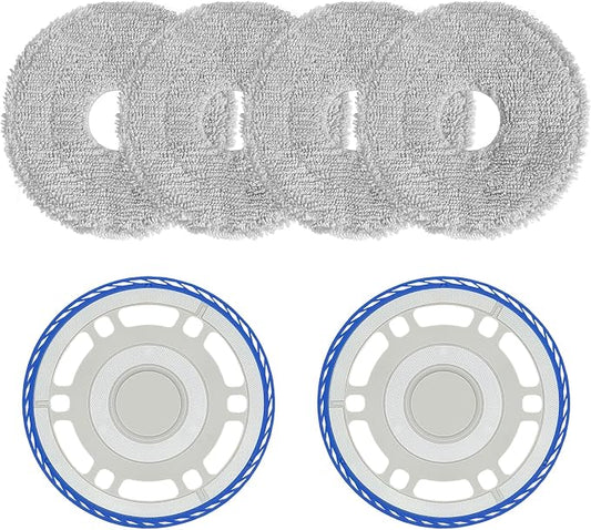 4 Mop and 2 Mop Pad Plate Accessories for Ecovacs Deebot T30 Pro Omni/ T30s/ T30s Pro/ N30 Pro/ N30 Omni/ N30 Pro Omni/Yeedi M12 Pro+, Board Holder Replacement Mop Tray Part Attachment