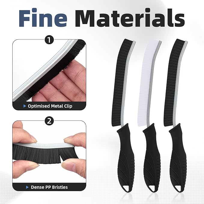 FOOGWEE Hard Bristle Crevice Cleaning Brush - Cleaning Tools for Household Use, Multifunctional Gap Cleaning Supplies for Kitchen, Bathroom, Toilet, Window, Vehicle, Faucets, Grout, Home (Black)