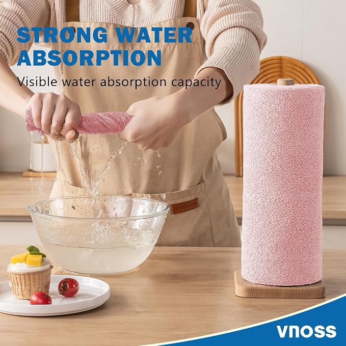 55 Pack Microfiber Cleaning Cloth Roll, Tear Away Reusable Towels, 11" X 9", Ultra Absorbent & Lint Free Cloth for Cars, Kitchen, Window, Home and Shop, Pink
