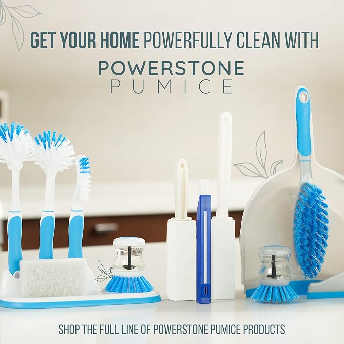 Powerstone Pumice Stone Toilet Bowl Cleaner with Extra Long Handle - 2 Pack | 3'' Longer Handle | Remove Hard Water Stains, Rings & Limescale from Toilets, Bathtubs, Sinks, Pools, BBQ