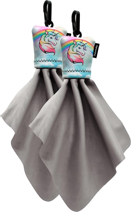 SPUDZ Classic Microfiber Lens Cleaner – Clip-On Pouch, Washable – for Binoculars, Scopes, Glasses, Screens | Classic | Pastel Unicorn, 6 x 6 Inch (2-Pack)
