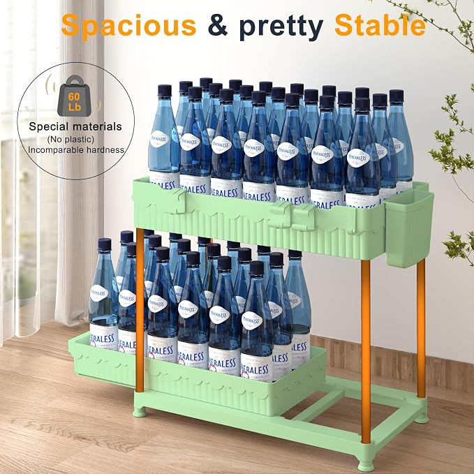 Sevenblue 3 Pack Under Sink Organizers, 2-Tier Multi-Use Kitchen and Bathroom Organizers and Storage with Sliding Drawers, Bathroom Cabinet Organizer (Green, 14.8 Inch)