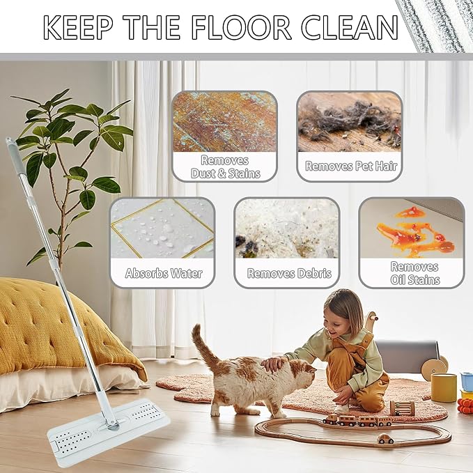 12 Pack Microfiber Mopping Pads Compatible with JOYMOOP, Libman, Oshang Flat Mop and Most 13"X5" Flat Floor Mop, Reusable & Washable Microfiber Cleaning Pads