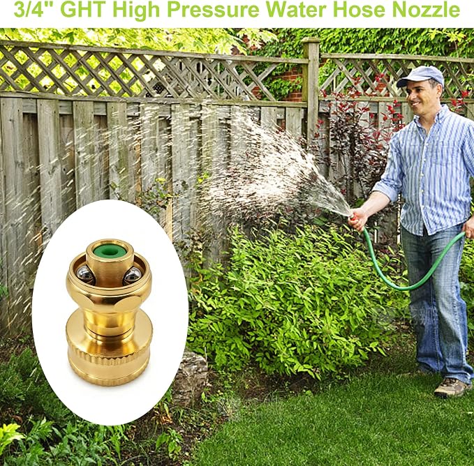 Heavy Duty Brass Hose Nozzle, 3PCS Adjustable Twist Pressure Sprayer High Pressure Water Sweeper Nozzle for Garden Hose Power Wash Hose Attachment
