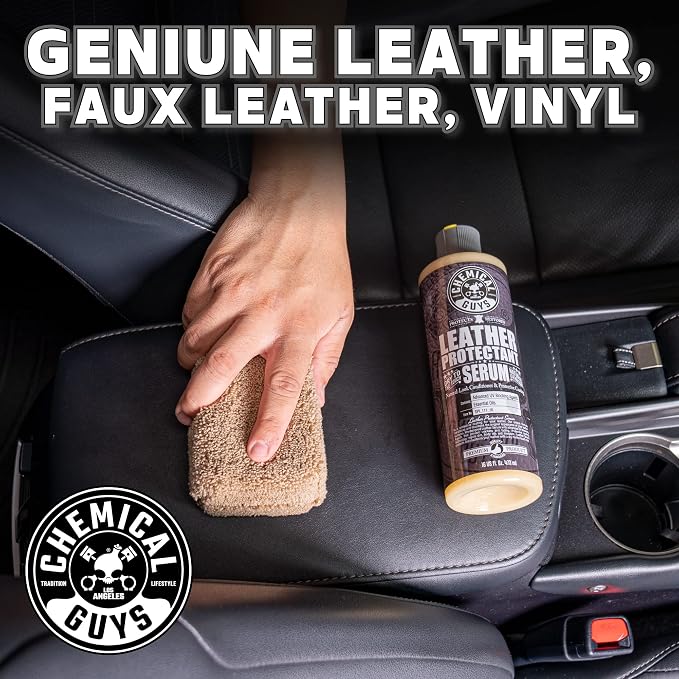 Chemical Guys, Leather Cleaner & Leather Serum Kit for Interiors, 16 oz | 2 items, for car interiors, furniture, apparel, shoes, boots, works on natural, synthetic, pleather, faux leather and more