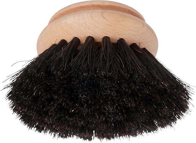 Redecker Dish Brush Replacement Head, Horsehair, 2 Inch Round – Soft Wooden Brush Head for Glassware & Delicate Surfaces, Made in Germany