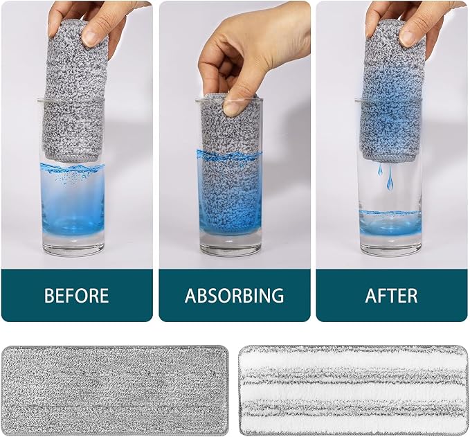 8 Pack Mop Replacement Pads Compatible with Joymoop Flat Mop | Reusable Microfiber Flat Mop Pads for Joy Mop, Washable Mop Head Replacement Fit for All 13" X 4.9" Squeeze Flat Floor Mop