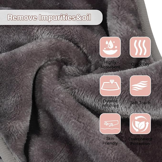 Nugilla Makeup Remover Cloths, 8 Packs Makeup Remover Towels Reusable Face Wash Cloth, Soft Microfiber Face Cloth for Women(Cool Grey)
