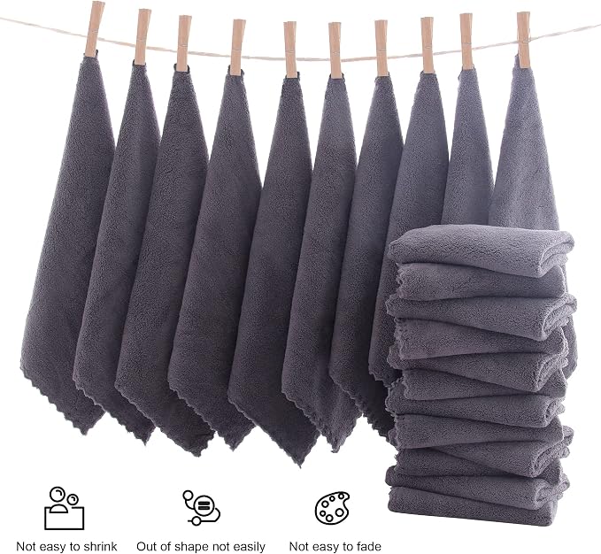 MOONQUEEN Ultra Soft Premium Washcloths Set - 12 x 12 inches - 72 Pack - Quick Drying - Highly Absorbent Coral Velvet Bathroom Wash Clothes (Grey)