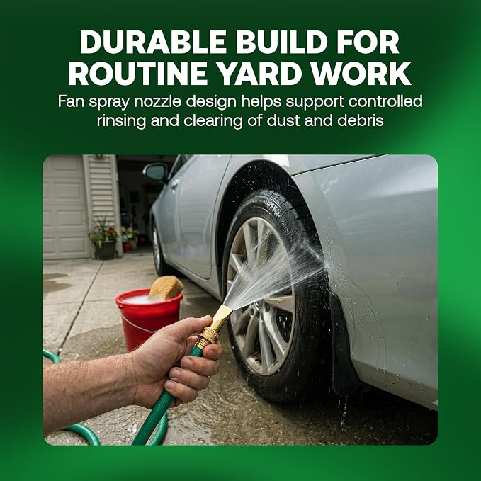 Rain Bird HENZLB2SWP 2-Inch Lead-Free Solid Brass Fan Sweeper Hose End Nozzle - High Pressure Garden Hose Sprayer with Flat Fan-Like Broom Spray Pattern, 3/4 in. GHT Connection for Outdoor Cleaning