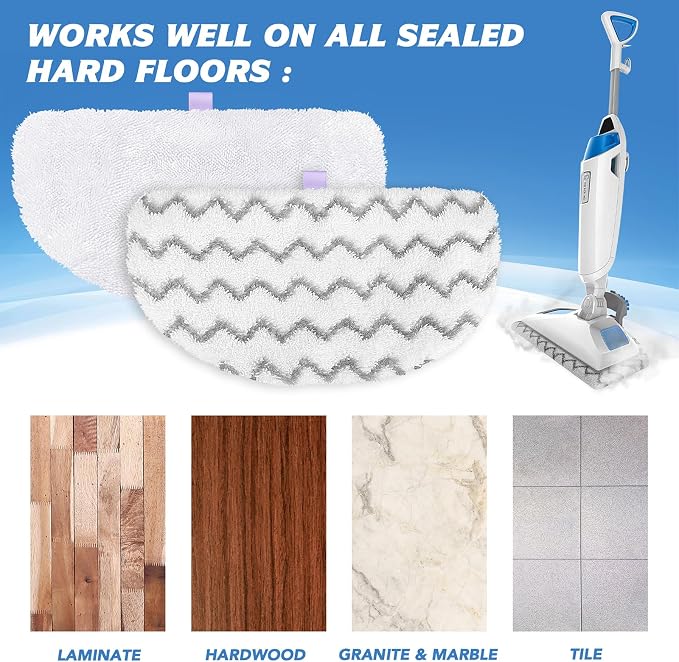 2 Pack Replacement Steam Mop Pads Compatible with Bissell PowerFresh Steam Mop, Fits Models 1940, 1806, 1544, 1440, Microfiber Scrubbing Pads for Sealed Hard Floors (1 Scrub + 1 Soft)