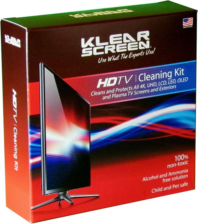 Cleaning kit for Tvs, Gaming Monitors, LCD, LED, OLED, LED, Made in The USA | 2 oz Spray Bottle, 59 ml Liquid, Terry Microfiber Cloth, Alcohol Free, Ammonia Free, Non Toxic Formula, Made In USA, Green