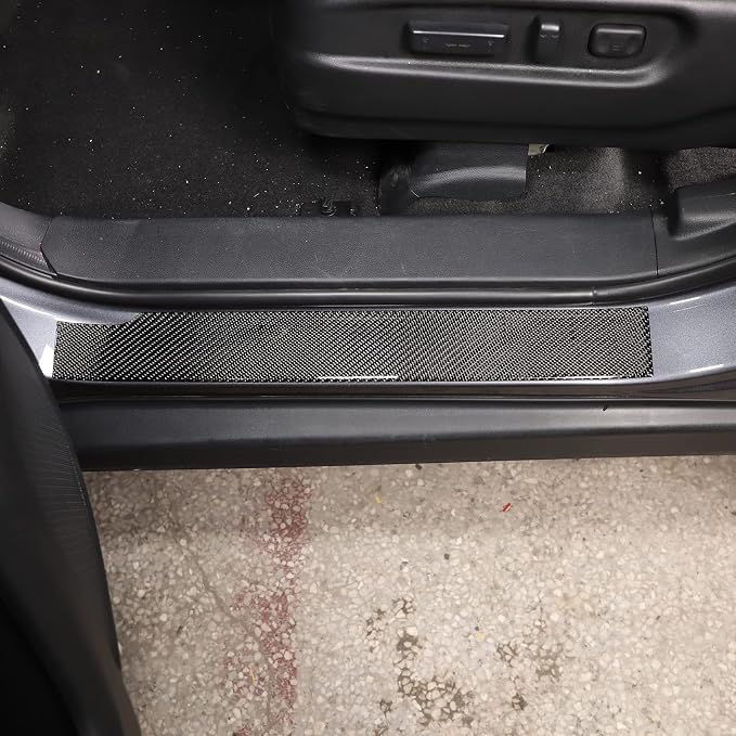 Car Door Sill Scuff Plate Trim Panel, Car Door Entry Guards, Threshold Strip, Door Sill Guard for Honda Pilot 2016-2022, Carbon Fiber (External Door Sill Sticker)