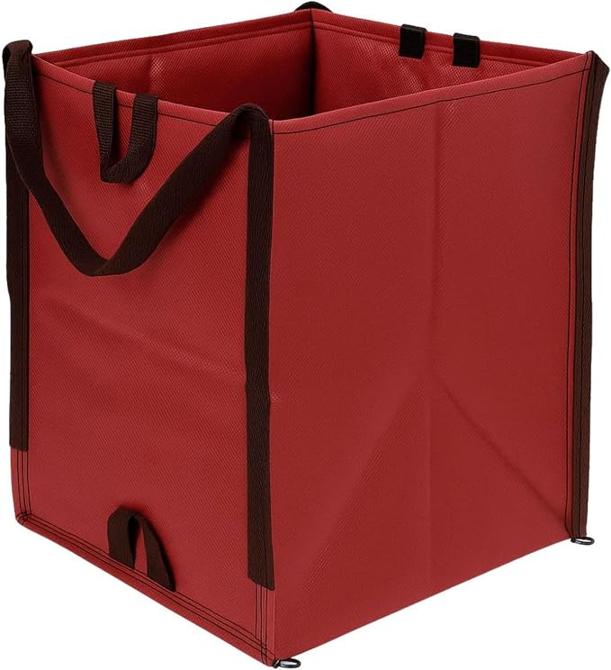 DURASACK Heavy Duty Home and Yard Bags 48-Gallon Reusable Self-Standing Lawn and Leaf Bags Garbage Can with Reinforced Handles, Red (Pack of 10)
